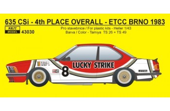 Decal – BMW 635 CSi  „LUCKY STRIKE“ - ETCC – GP Brno 1983